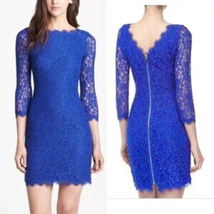 Diane Von Furstenberg Cobalt Blue Zarita Lace Dress - Size Unknown